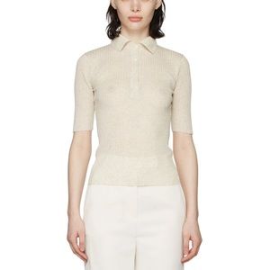 Blossom Beige Ribbed Polo Linen Blend
